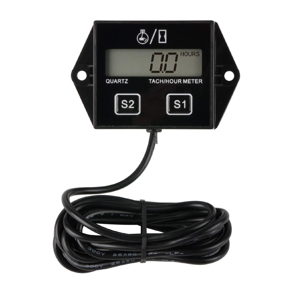 Jayron JR-HM011N LCD Gasoline Inductive Tachometer Resettable Tach/Hour...