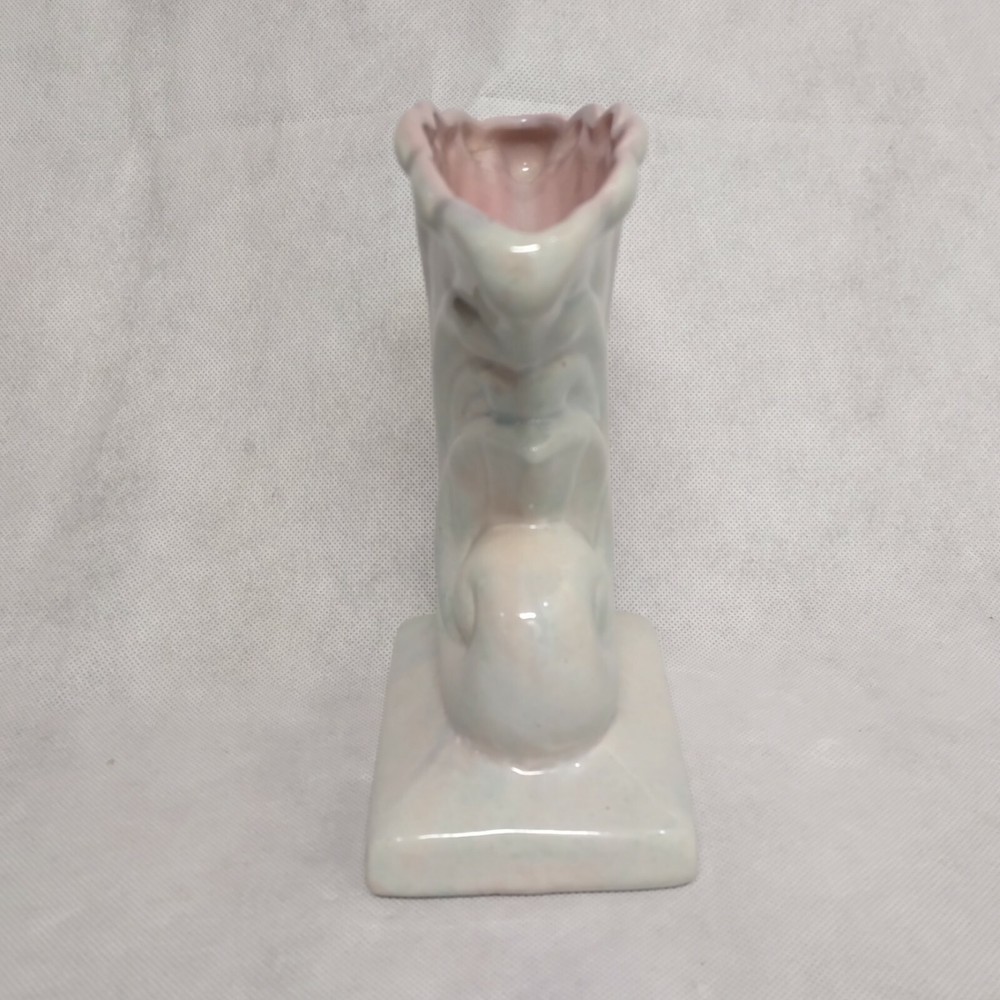 Cornucopia Vase Planter Light Blue and Pink Pottery