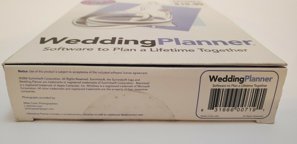 Wedding Planner Software By Summitsoft Windows/Macintosh 2006 Brand New Sealed