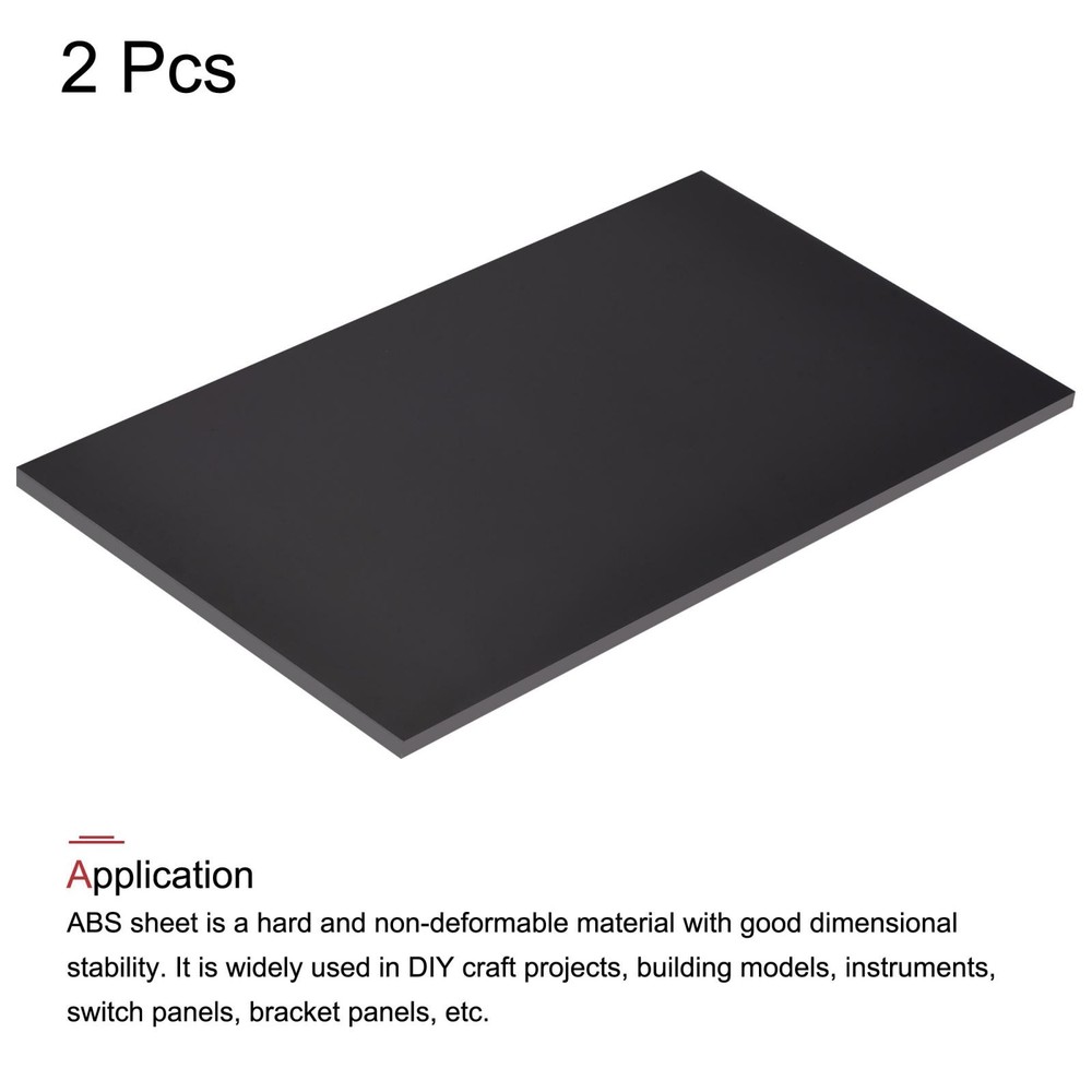 Black ABS plastic sheet 7x4x0.2 inches, panel, 2pcs