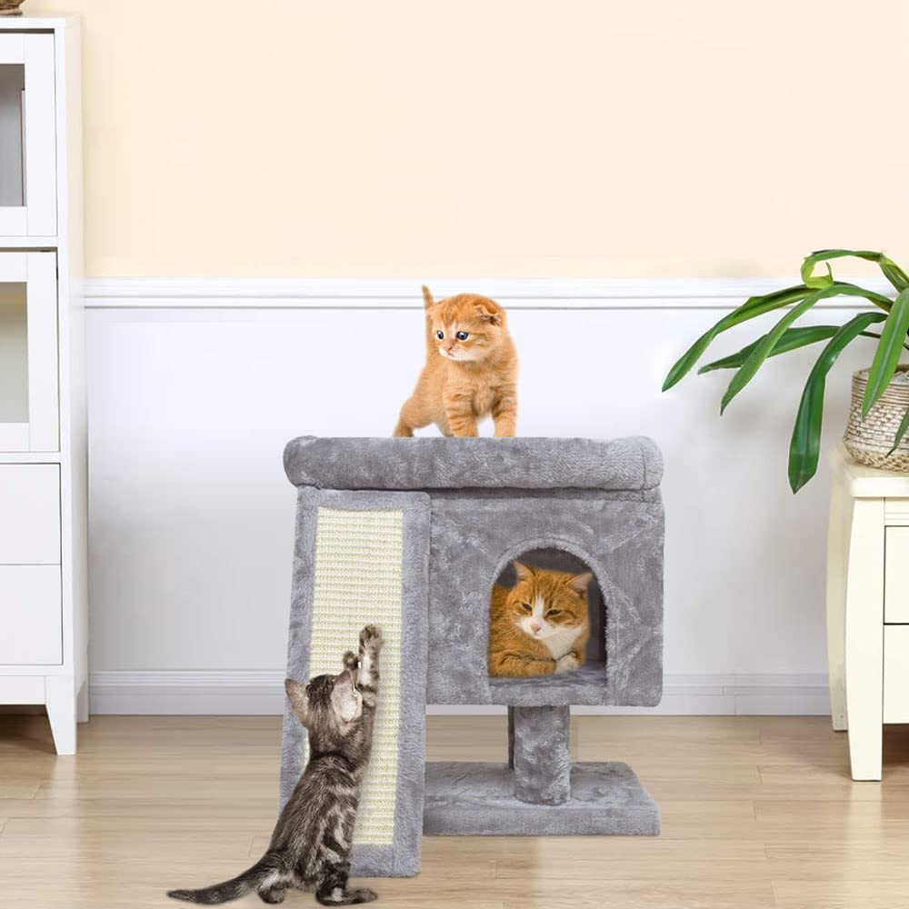 Small Cat Tree for Indoor Cats, Cat Tower with Scratching Post, Modern Activity