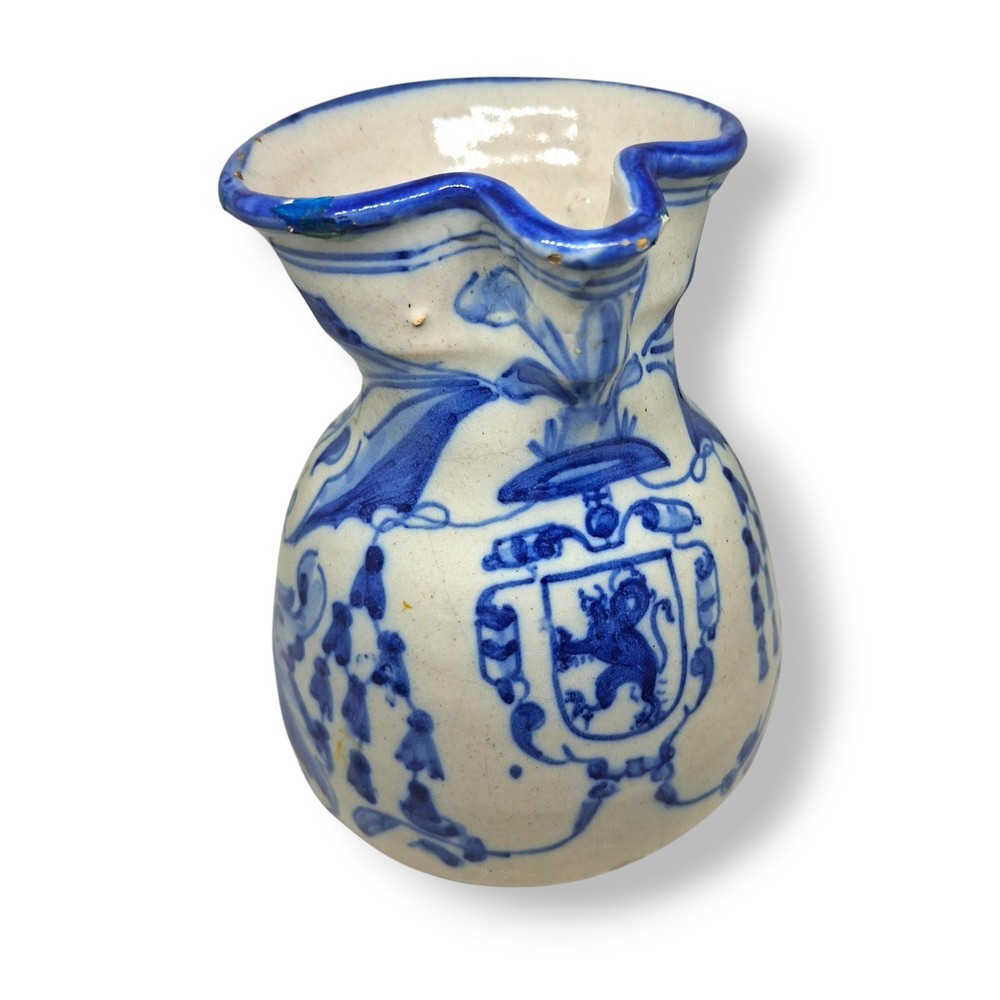 Antique talavera pitcher blue and white