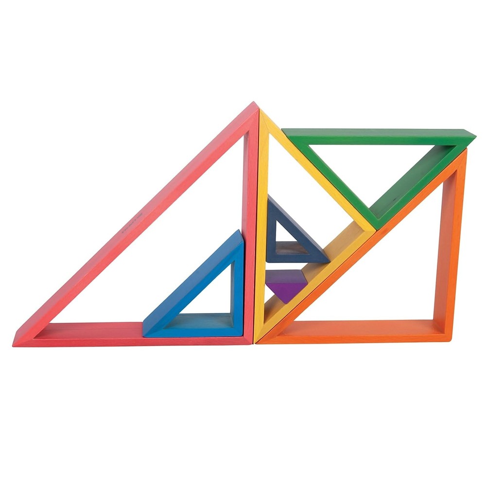 - 73418 Wooden Rainbow Architect Triangles - Nesting Puzzle - Stacking Blocks...