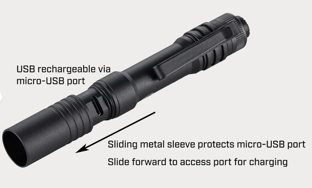 Streamlight 66601 Microstream USB Rechargeable 250 Lumens LED Flashlight - Black