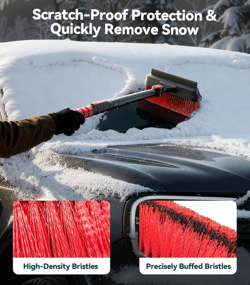 4-in-1 Snow Brush Ice Scraper with Telescoping Handle SUV Car Winter Tool ❄️🚗