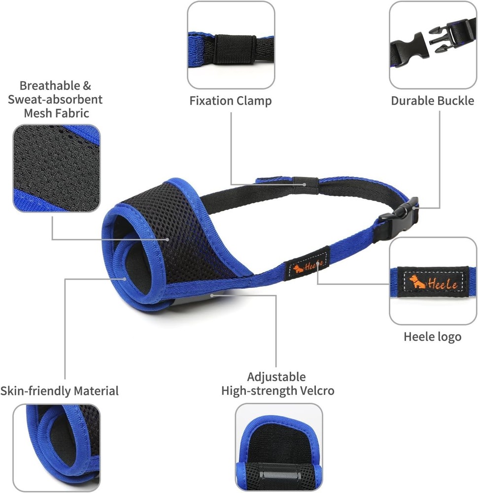 Dog Muzzle,Soft Nylon Muzzle Anti Biting Barking Chewing,Air Mesh Breathable ...