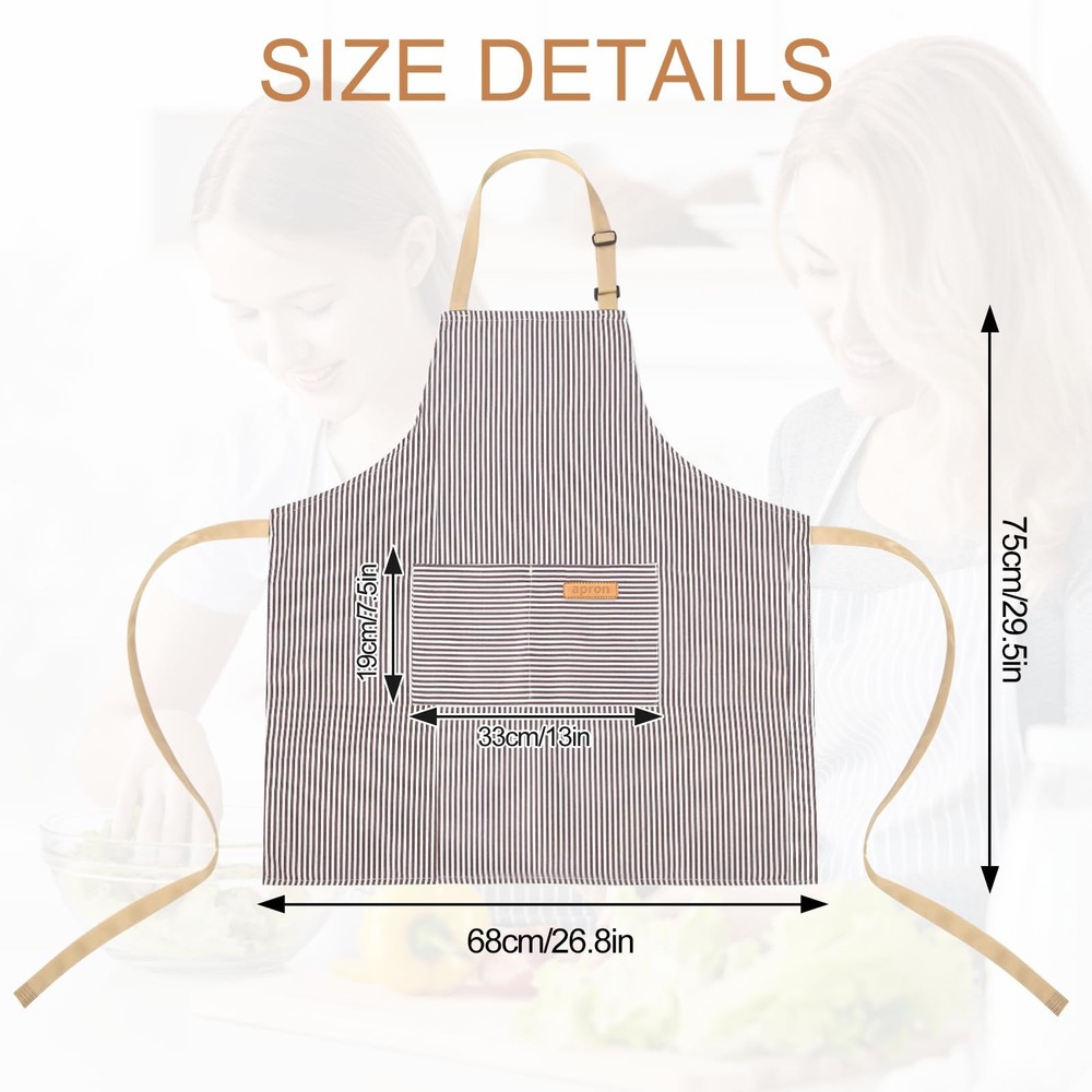 2 Pack Kitchen Aprons, Apron for Cooking with 2 Pockets, Unisex Adjustable Ne...