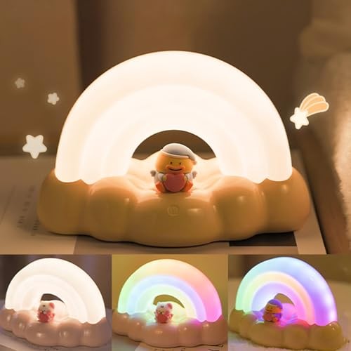 Rainbow Night Light for Kids, Cute Rainbow Light with 3 Lighting Modes & Yellow