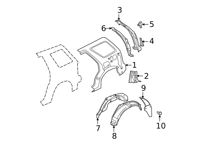 Genuine Ford Quarter Panel 6L2Z-7827865-A