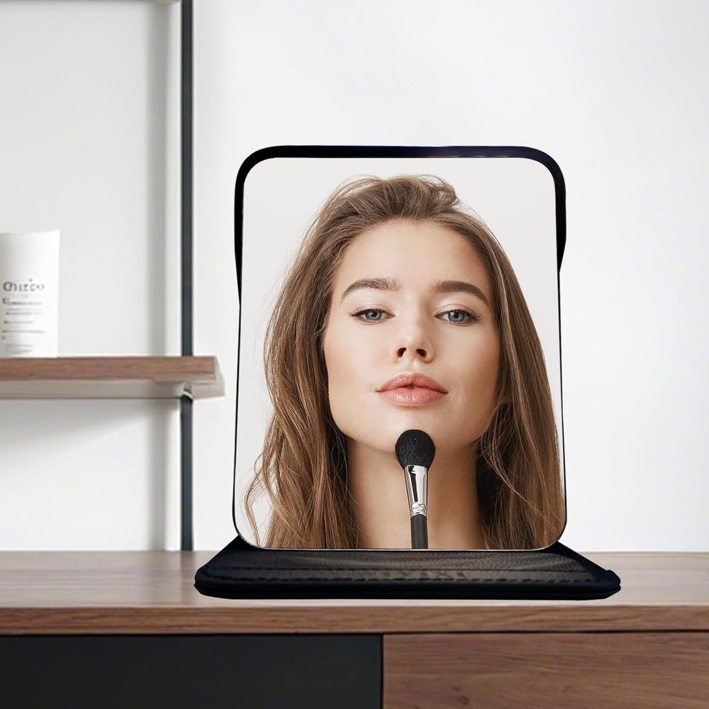 gogofree Foldable Desktop Mirror, 8" × 6" Adjustable Angle 8"L x 6"W, Black