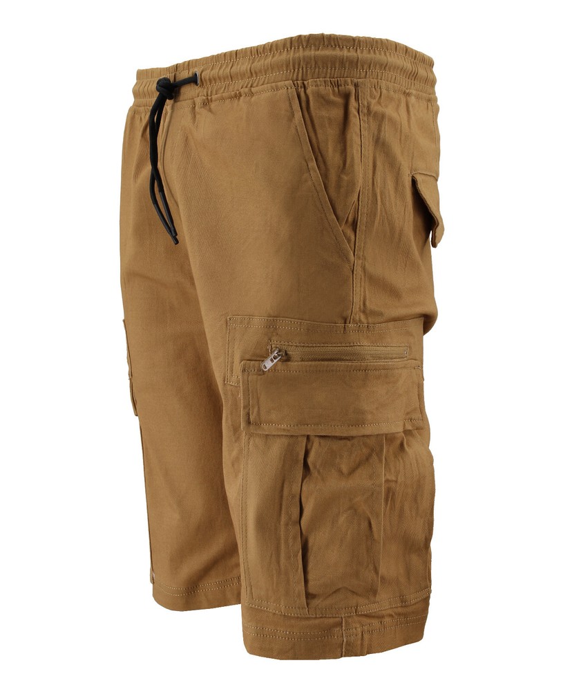 Men's Drawstring Elastic Waist Lightweight Multi Utility Pocket Cargo Shorts