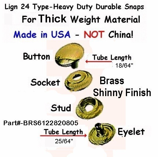 20 Sets - Antique Brass - LEATHER Canvas SNAP No TOOLS