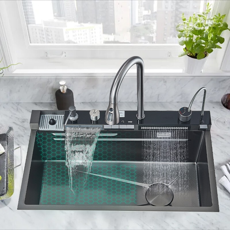 29.5"x 17.7'' Gray Undermount Kitchen Sink Smart Kitchen Sink Single Bowl DropIn