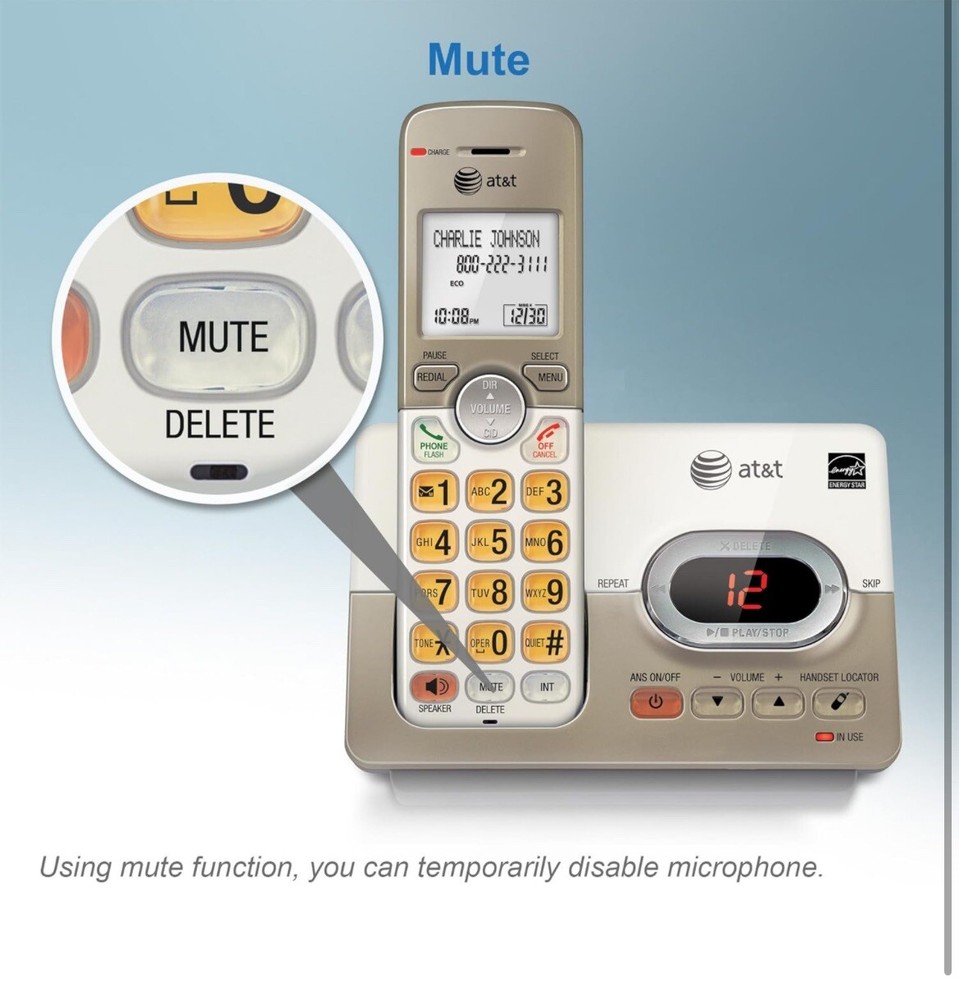 AT&T Expandable Cordless Phone System Answering Machine 1 Handset Backlit Keys