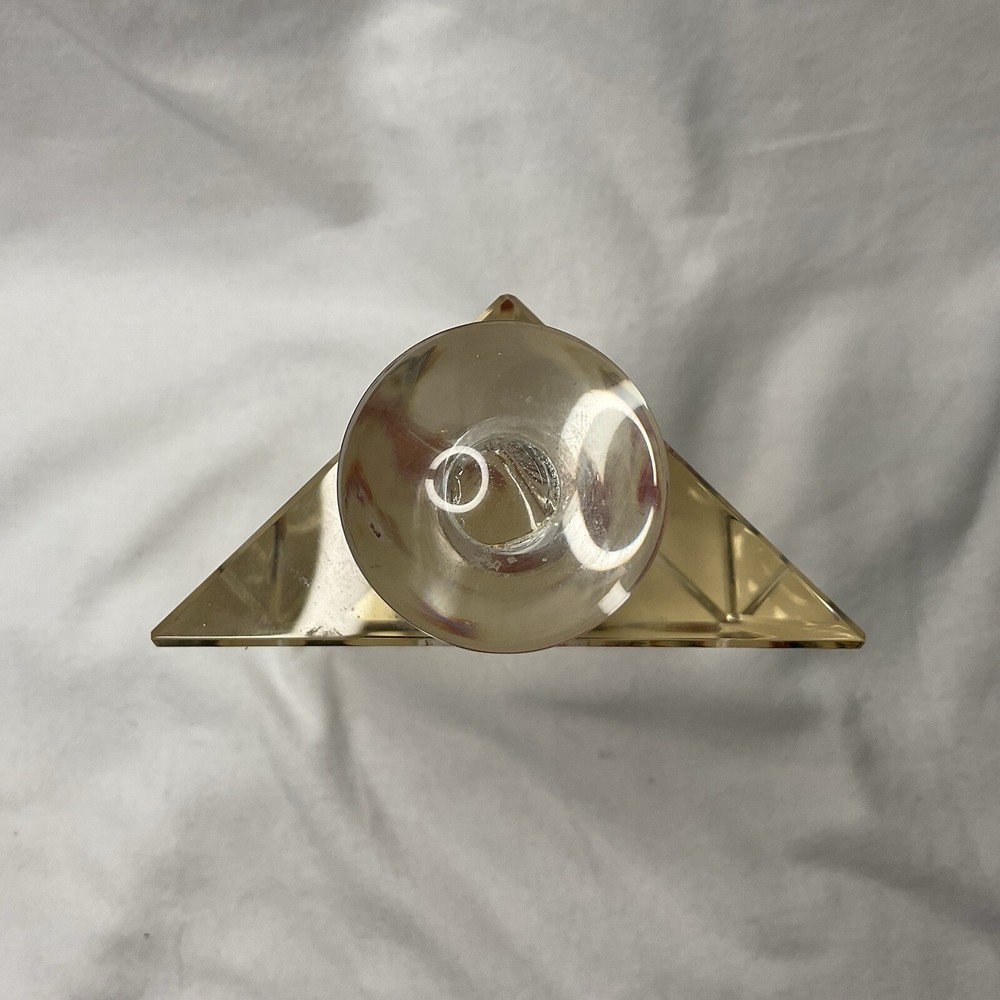 Vintage Triangle Perfume / Snuff Bottle, Reverse Hand Painted- 7.75 "