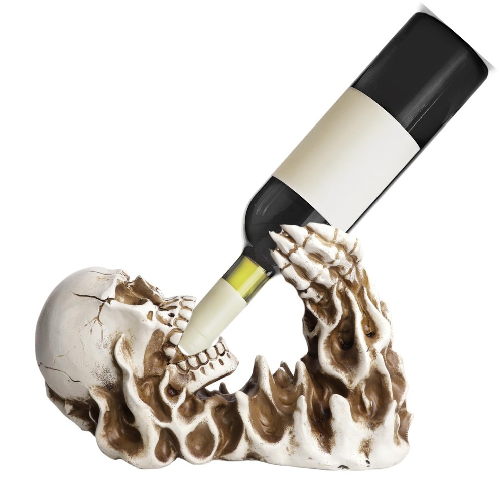 Resin Skeleton Wine Bottle Holder, Gothic Tabletop Kitchen Accessory, Great G...