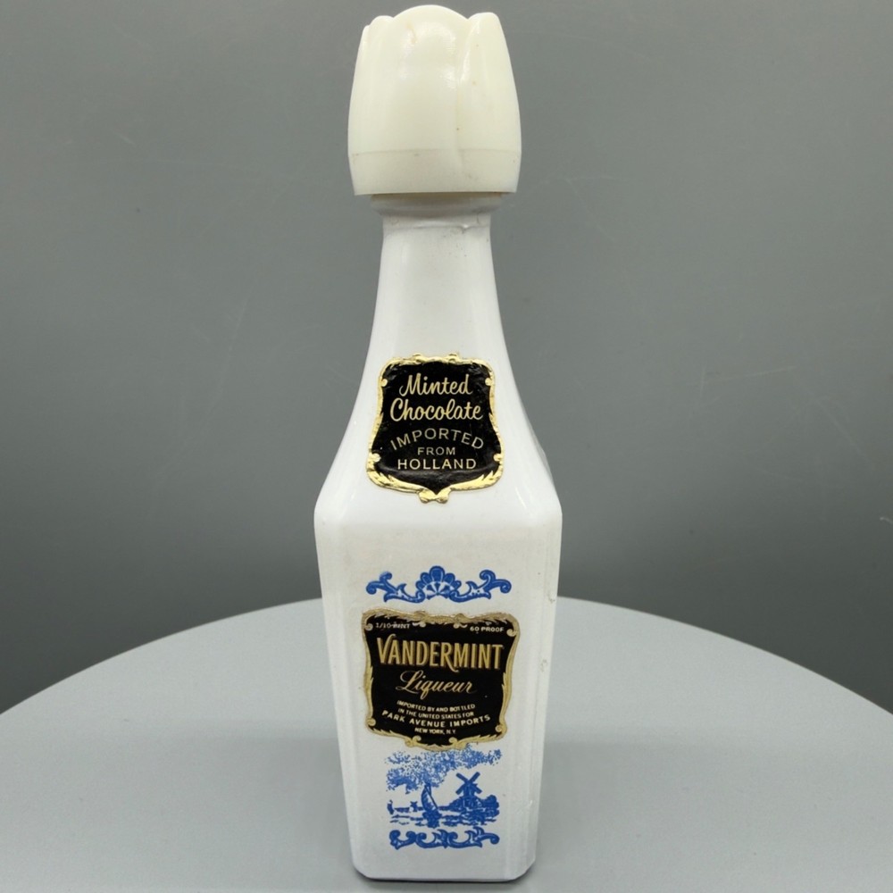 Vtg Vandermint Minted Chocolate Liqueur Delft Ceramic Mini Bottle Holland Empty