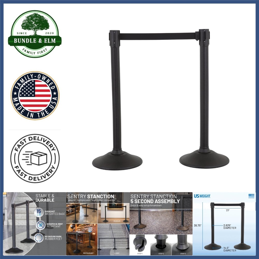 Crowd Control Stanchion Set with Retractable Barrier Belts for Events