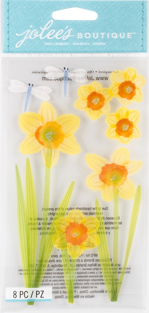 Jolee's Vellum Stickers-Daffodils - 3 Pack