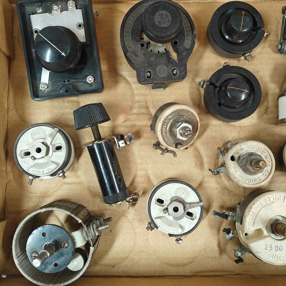 Vintage Variable Resistors & Controls Lot - Bakelite, Ceramic, Rheostats & More