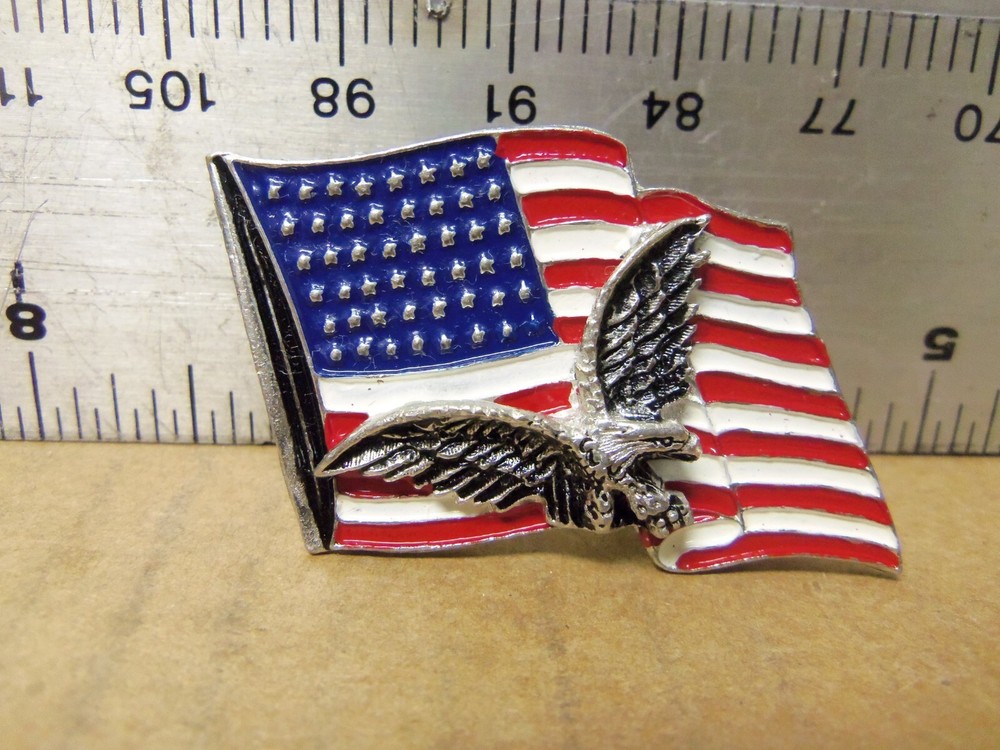Large US Flag with Eagle Pin (NOS)