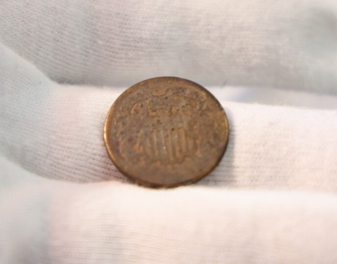 US 2 Cent Piece Coin Cull Date Worn