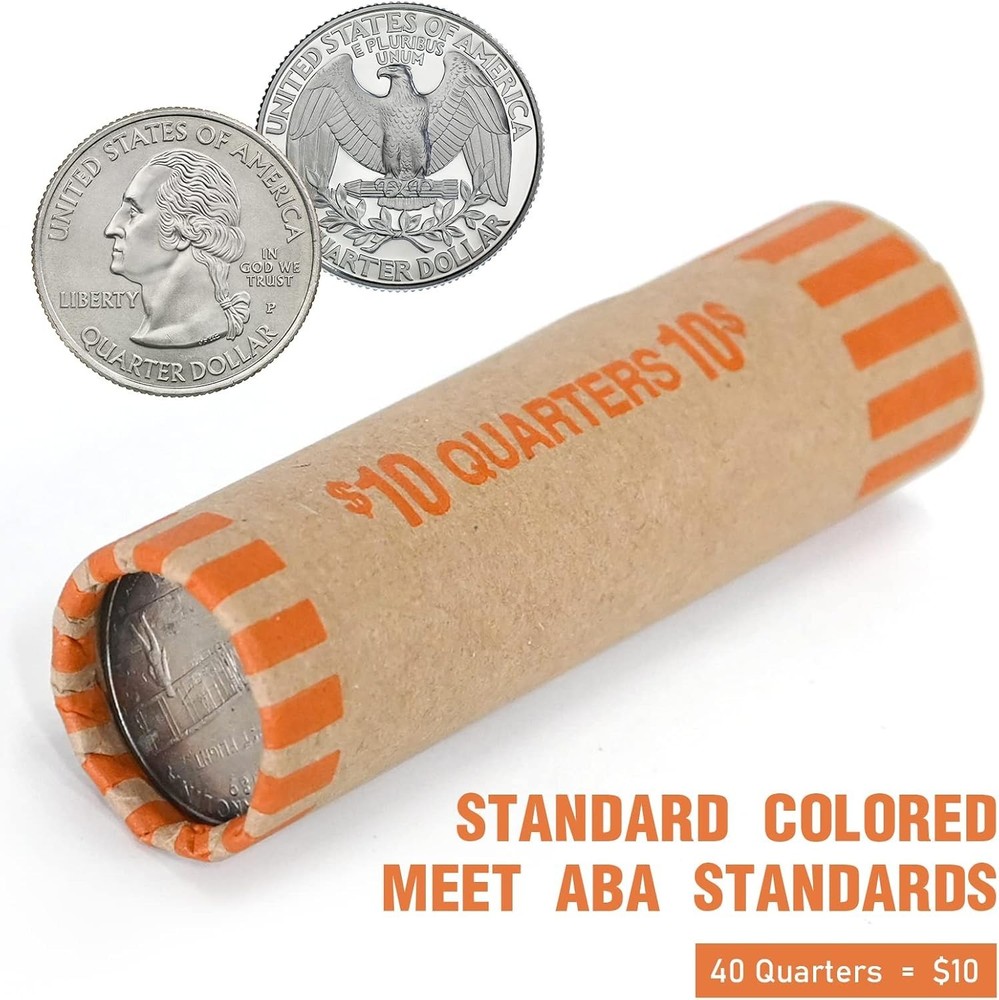 72 PCS Preformed Coin Wrappers Rolls-Quarters