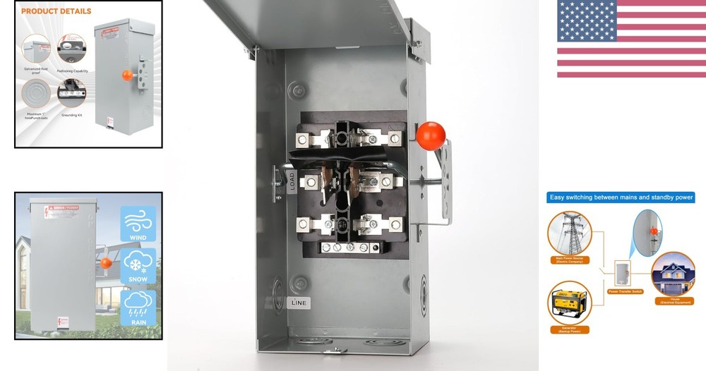 Heavy-Duty 100 Amp Generator Transfer Switch - Durable & Weather-Resistant