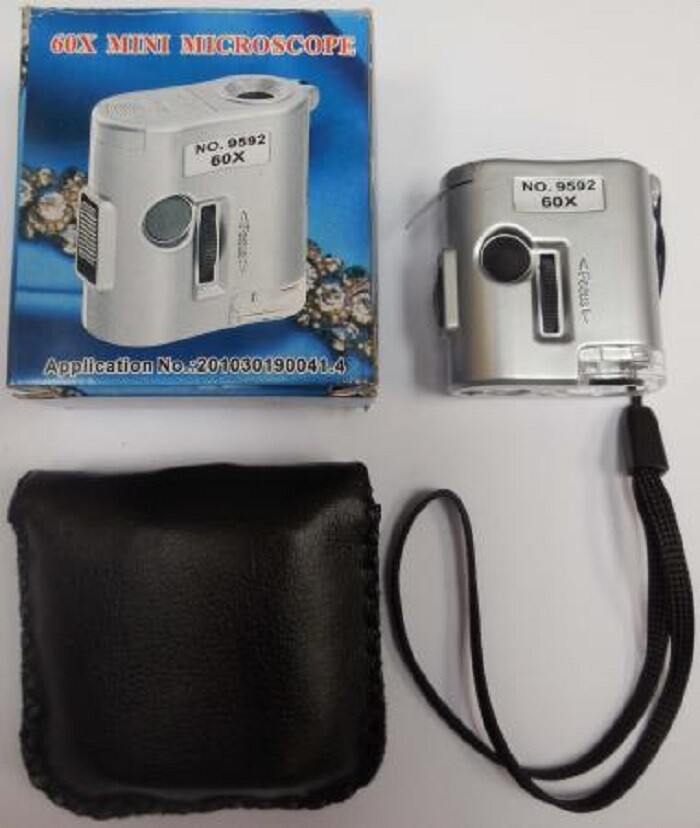 Mini Microscope 60X W/ Adjustable Focus & 3 Lights For Stamps Currency Coins NEW