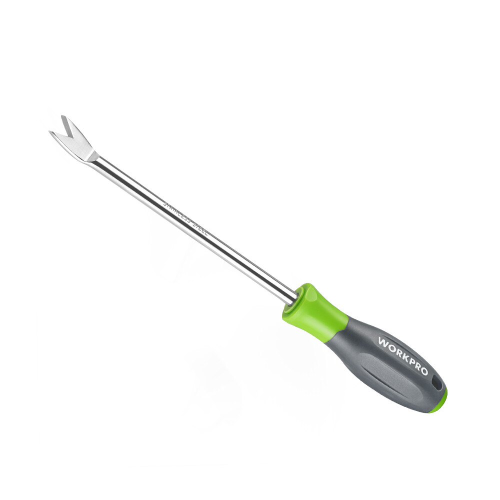 WORKPRO 11.5" Weeder Puller Tool Stainless Steel Weed Remover W/Two-Pronged Fork