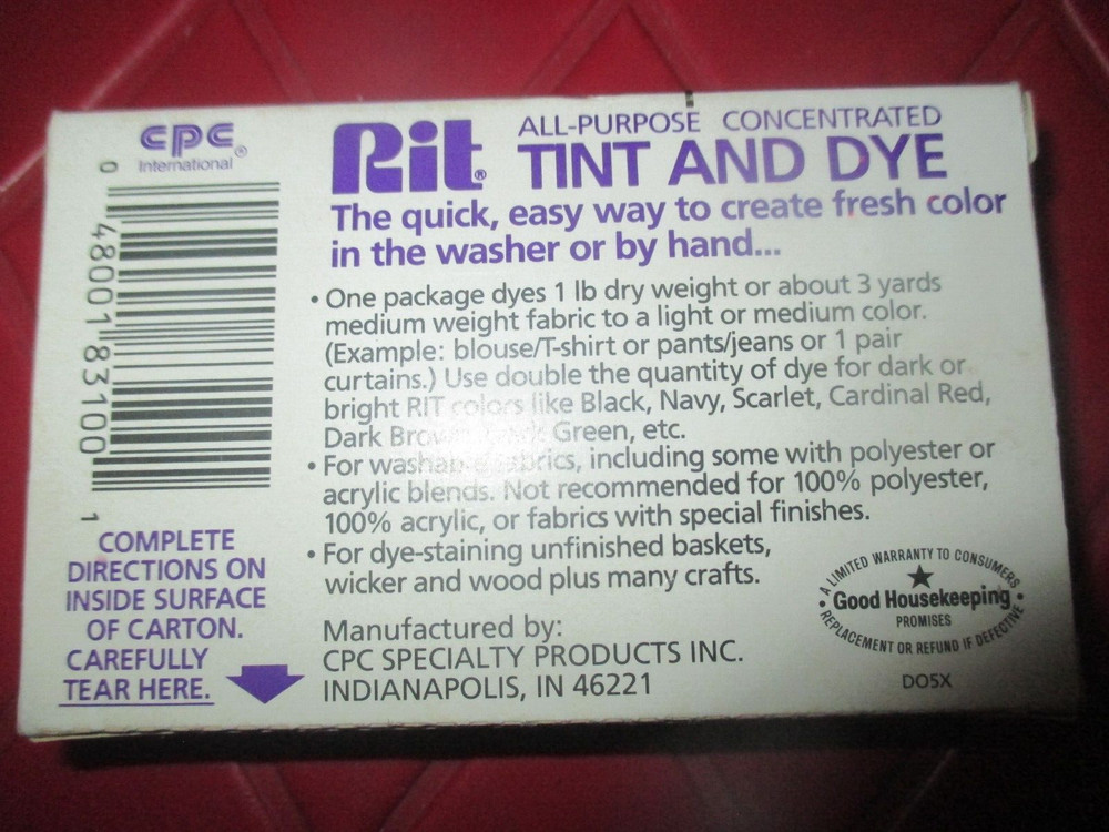 Vintage RIT Fabric TINT & DYE - 10 WINE