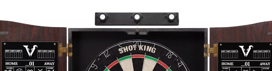 VAULT Cabinet Set ELITE BUNDLE Dartboard Darts LASER TOE LINE & LED LIGHT