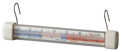 Taylor 5977N Refrigerator/Freezer Thermometer, Plastic, With Hanging Hooks -