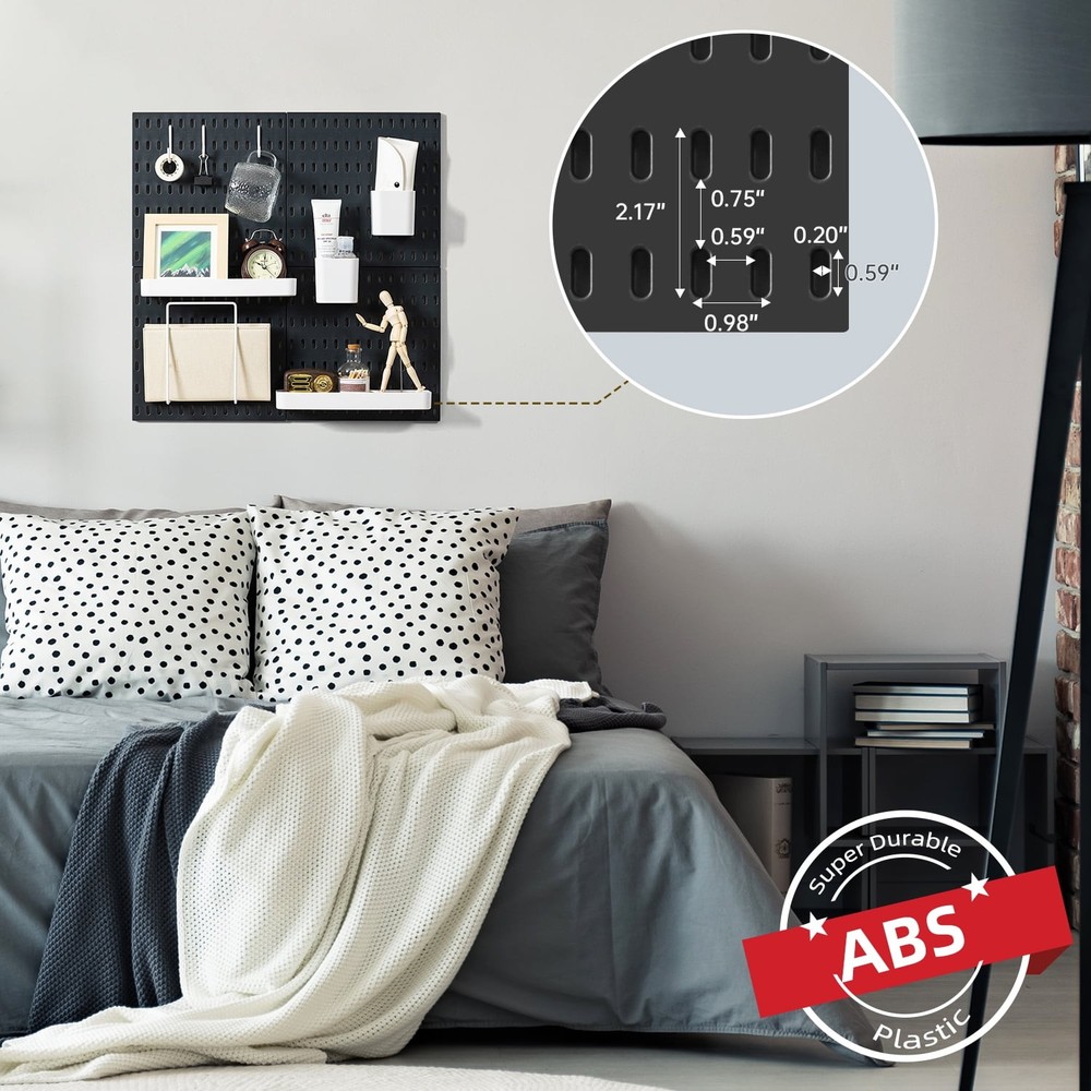 4-Piece Pegboard Combination Set 22" X 22" Wall Organizer Kit for Tool Storage