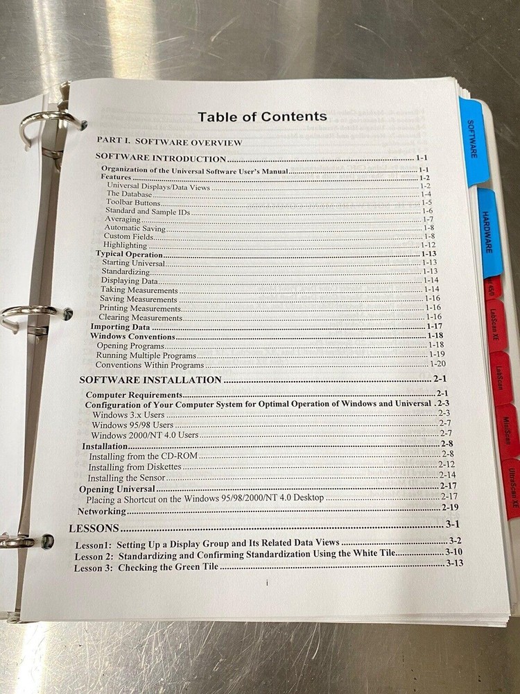 HunterLab Universal Software 3.8 - Users Guide / Instruction Book / Manual