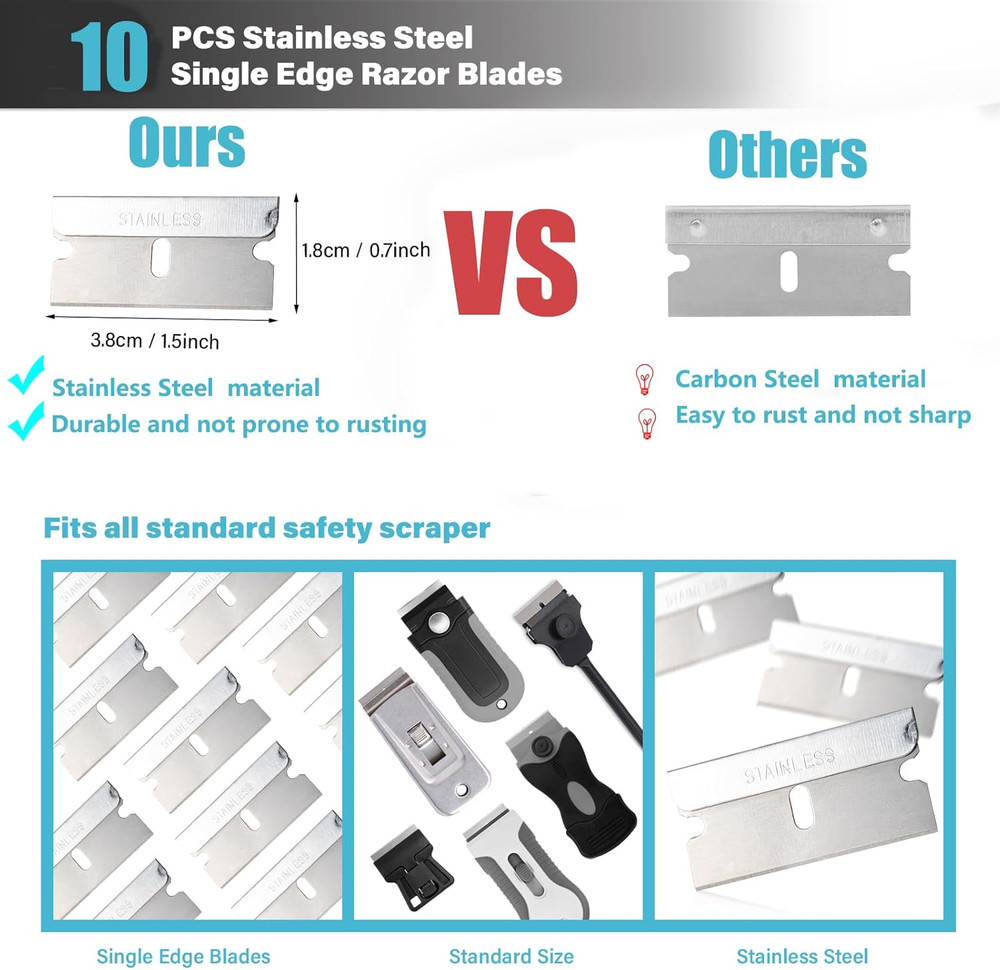 Razor Blade Scraper Tool with Blade Storage Container, Glass Cooktop Stove Scrap