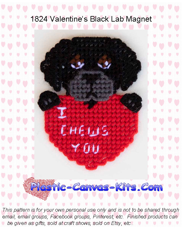 Valentine's Day Black Labrador Retriever Magnet-Plastic Canvas Pattern or Kit