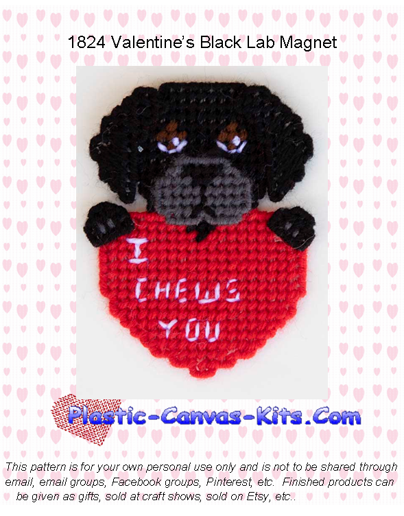 Valentine's Day Black Labrador Retriever Magnet-Plastic Canvas Pattern or Kit