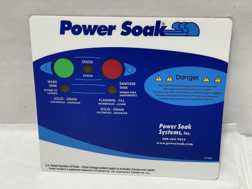 POWER SOAK SYSTEMS Control Panel Overlay 27200