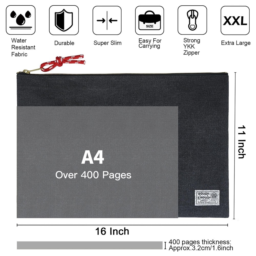 Rough Enough Important Document Organizer Safe Folder for Travel Storage Canv...