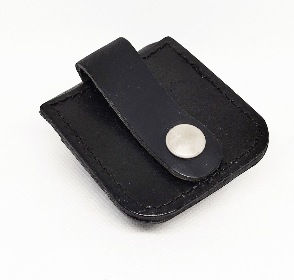 Ramsons Black Leather Solid Black Lighter Case W/ Belt Hoop
