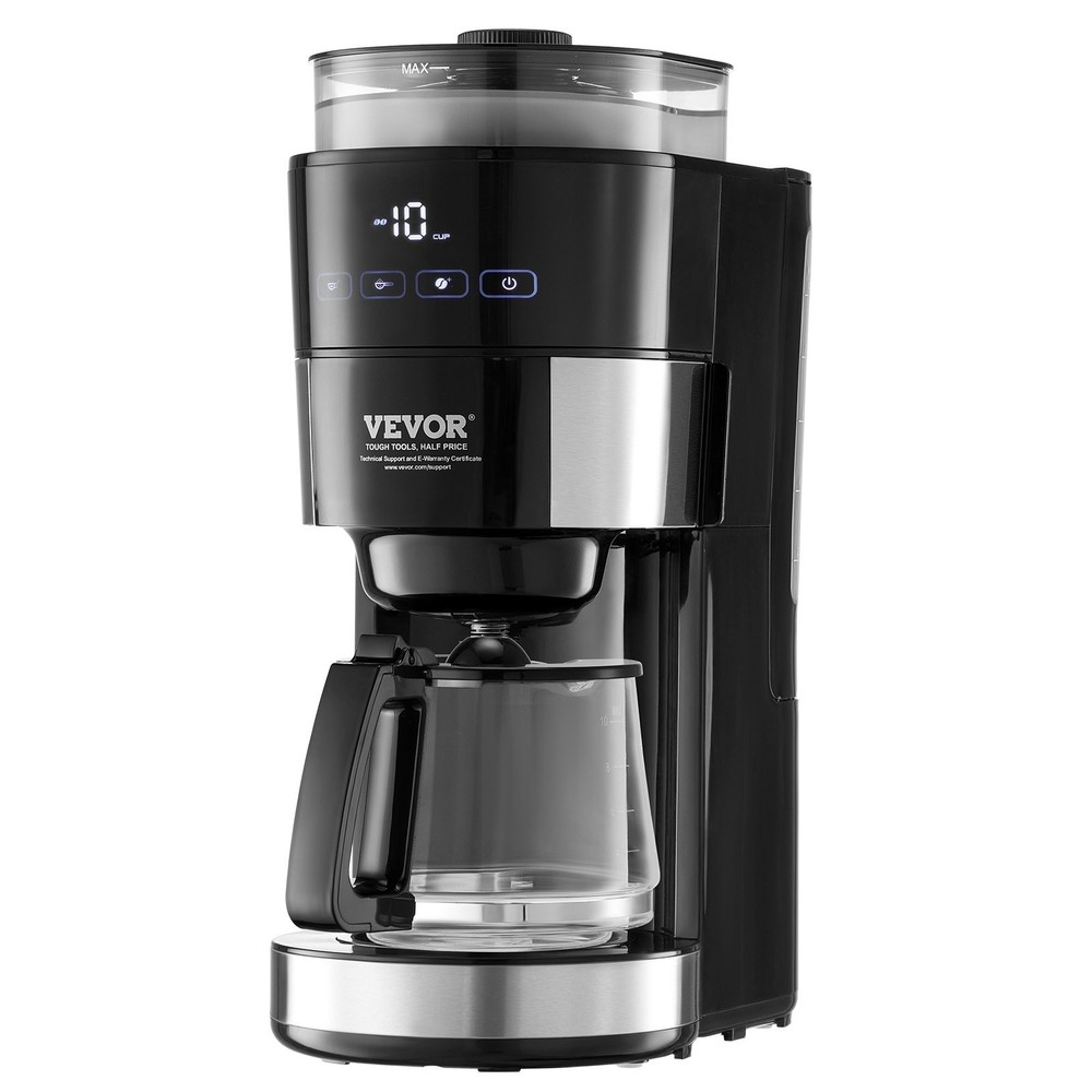Coffee Maker with Grinder, 10 Cup Coffee Machine, Grind and Brew Coffee Maker wi