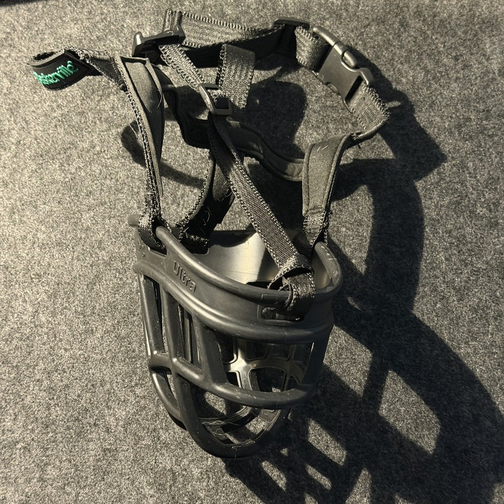 Baskerville Ultra Muzzle Size 4 Black Rubber Custom Adjustable Breathable Dog