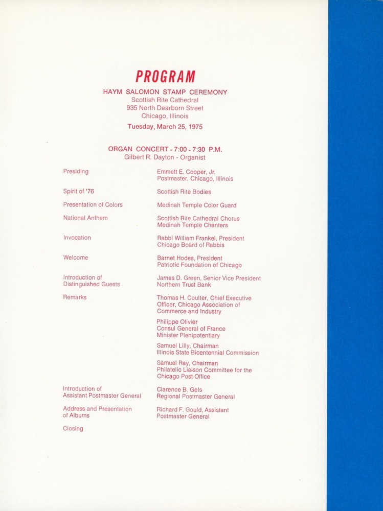 US 1561 FDC Ceremony Program Hayem Salomon