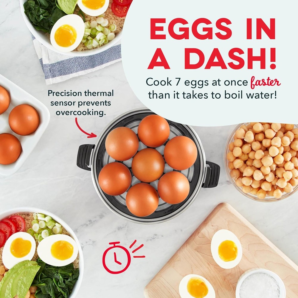 DASH Electric Rapid Egg Cooker, 7 Egg Capacity, Black