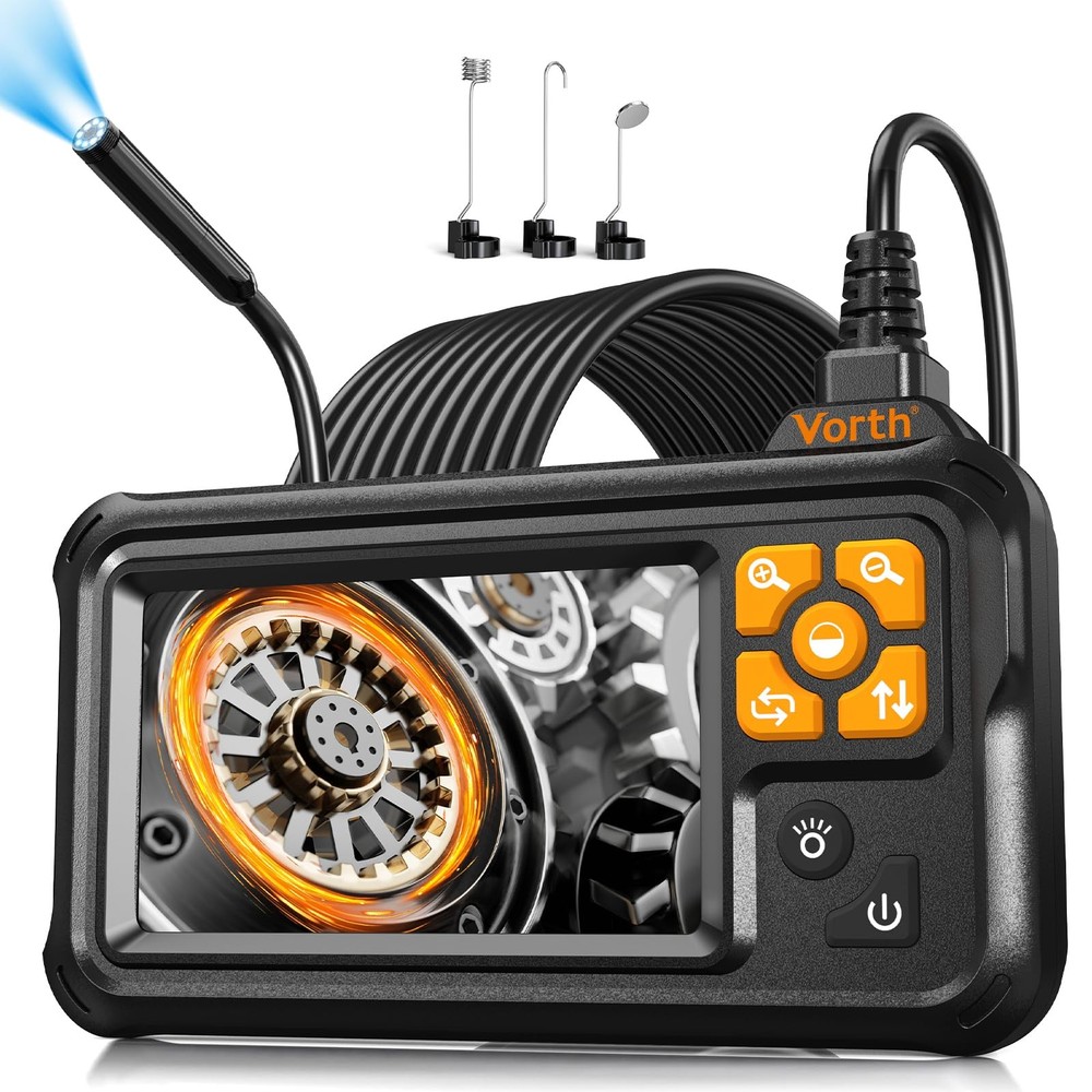 Vorth Endoscope Camera with Light, 4.3" IPS Screen 1080P Borescope with 8 LED...