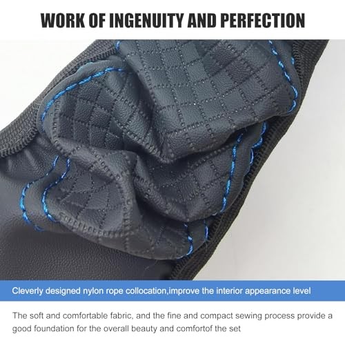 Steering Wheel Cover, Soft Microfiber Leather Double Circle 1 PC Black & Blue