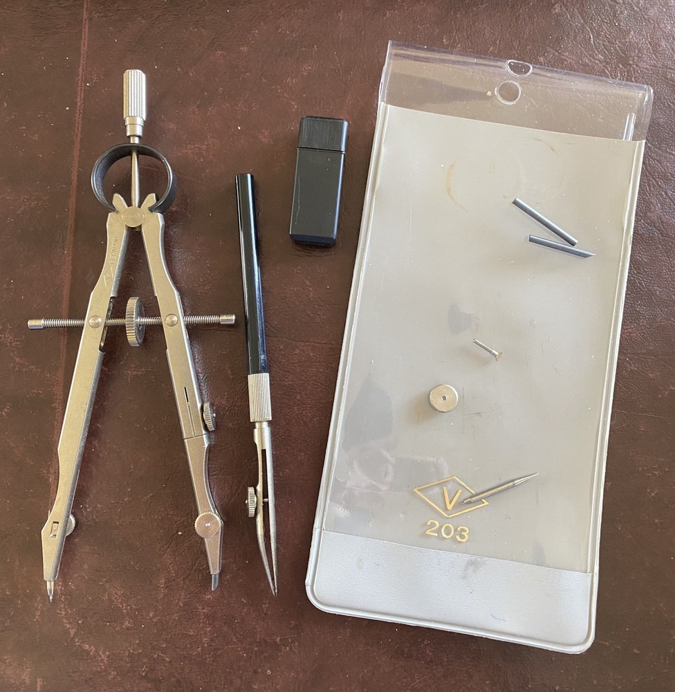 Vemco 203 Compass with interchangeable points Precision bow compass pristine