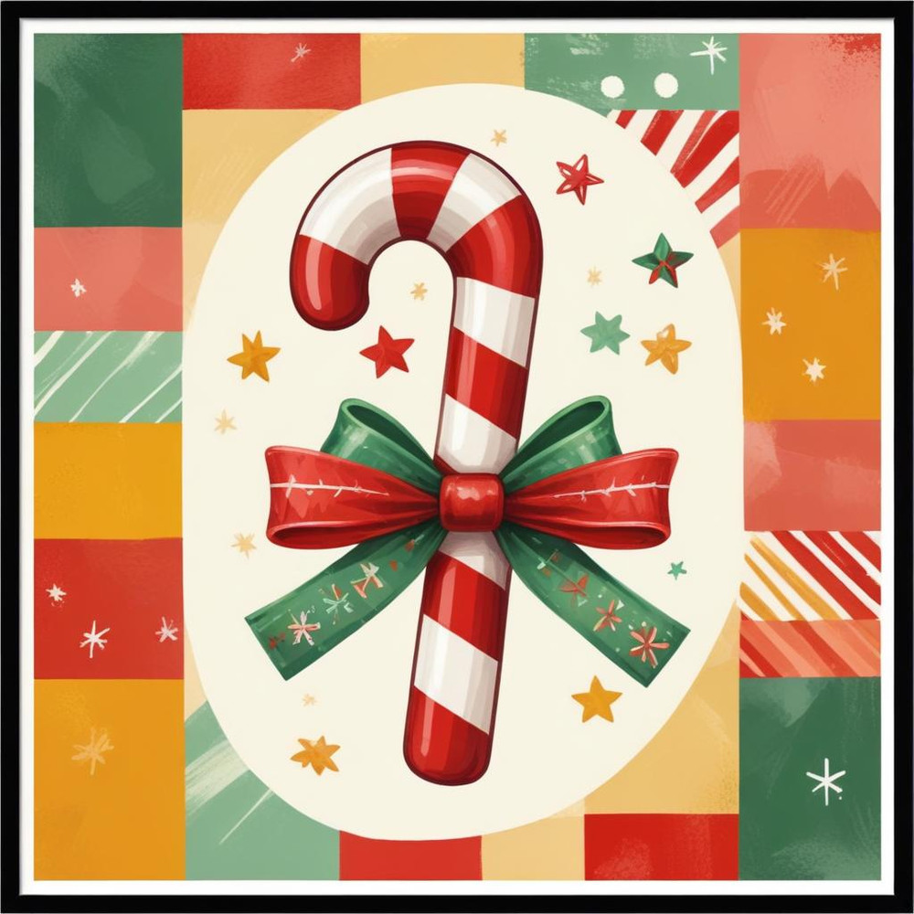 30 Custom Patch Work Candy Cane Personalized Address Labels