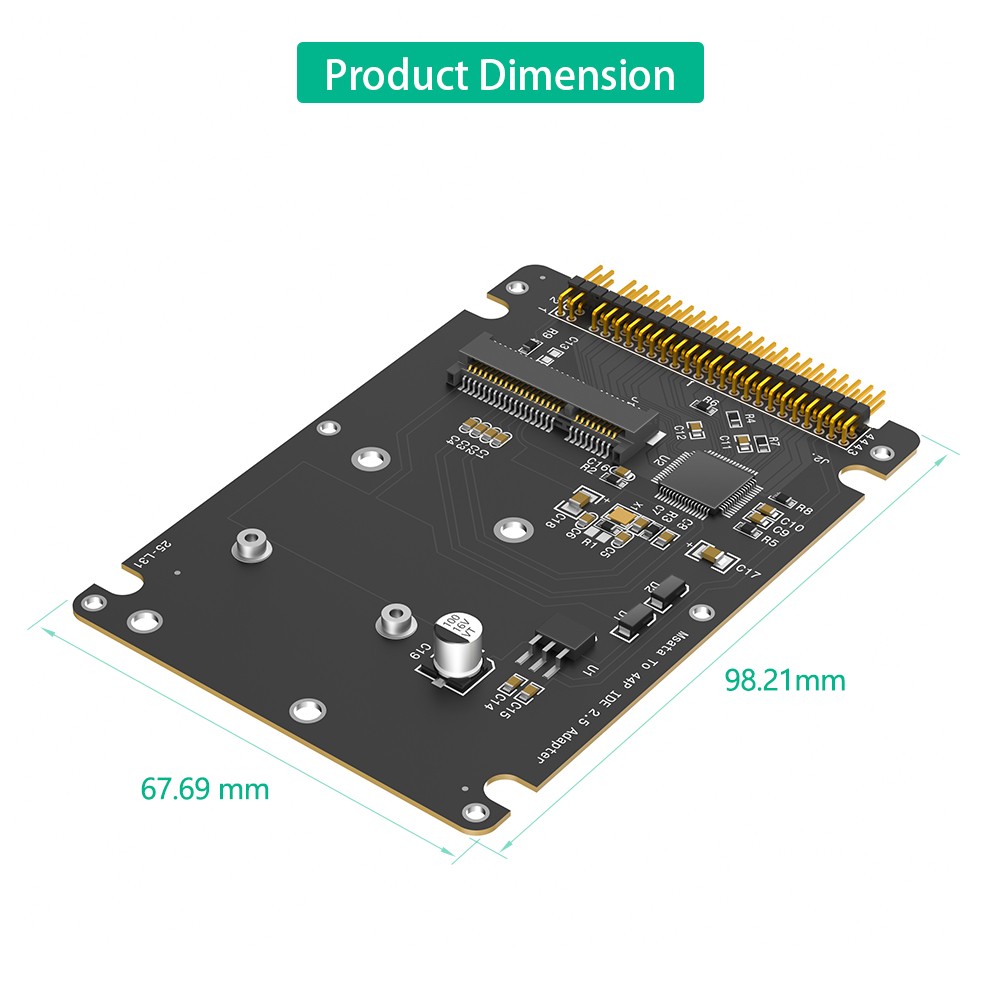 MSATA Mini-SATA SSD to IDE ATA 44Pin Adapter for Win XP/Win 7/ 8/10/ 11/Linux